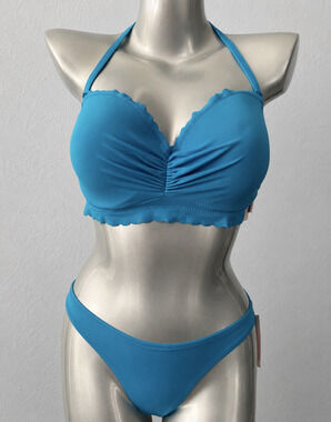 Victorias Secret Swim Bikini Set Cosmo Blue Zuma Scalloped + Itsy 38C / XL
